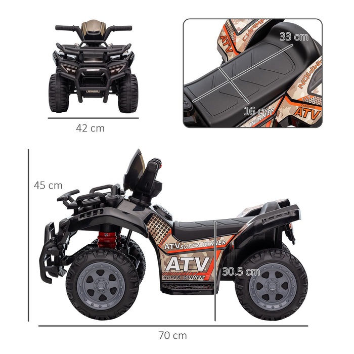 Kids Ride-On Quad ATV - 6V Battery-Powered Motorcycle with Real Working Headlights - Ideal for Toddlers 18-36 Months, Sleek Black Design