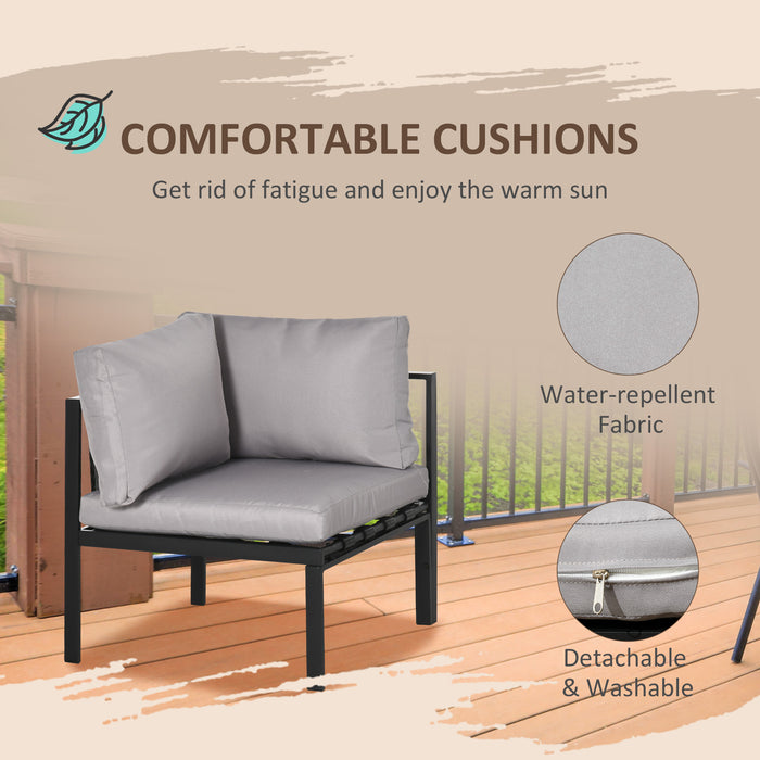 4-Piece Metal Garden Lounge Set with Tempered Glass Coffee Table - Cushioned Corner Sofa and Loveseat for Outdoor Comfort - Perfect for Patio Conversation and Relaxation