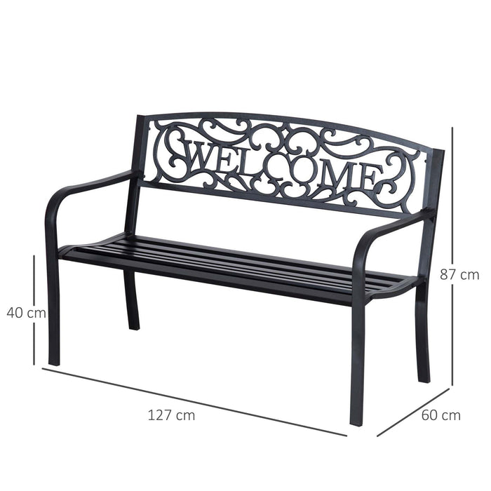 2-Person Metal Patio Bench - Outdoor Seating for Garden, Park, & Porch - Durable Weather-Resistant Love Seat