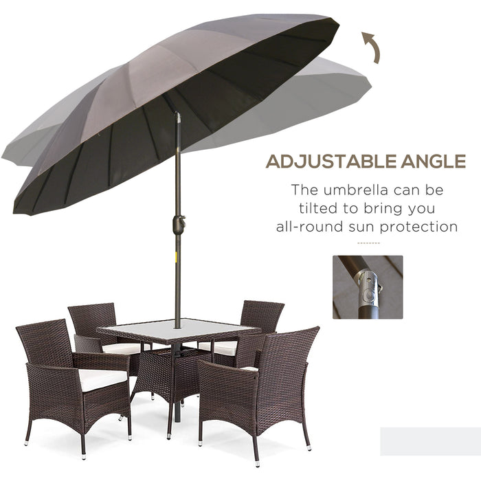 Ф255cm Dark Grey Garden Umbrella - Push Button Tilt, Crank System, and Sturdy Ribs - Ideal for Lawn, Backyard, or Poolside Shade