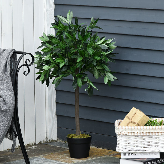 Artificial Topiary Bay Laurel Ball Trees, Set of 2 - Lifelike Decorative Greenery with Nursery Pots, 90cm Tall - Enhances Indoor & Outdoor Spaces