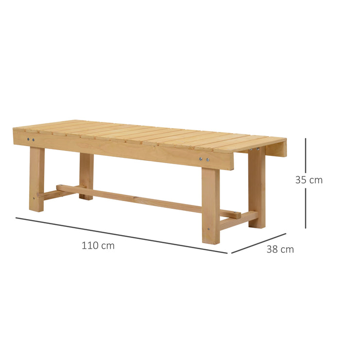 Outdoor Garden Wooden Bench - 2-Seater Patio Loveseat in Natural Fir, 110L x 38W x 35H cm - Ideal for Indoor and Outdoor Relaxation