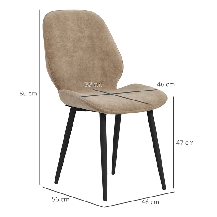 Velvet Dining Chairs with Metal Legs - Set of 2 Light Brown Seats for Dining and Living Room - Elegant Comfort for Mealtime and Leisure