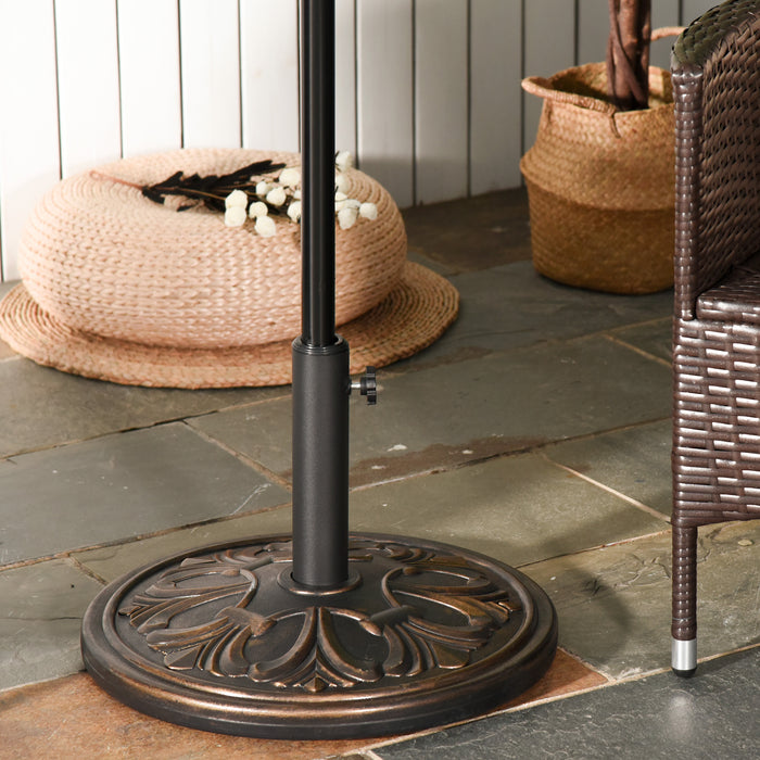 Round 13kg Bronze-Toned Umbrella Base - Heavy-Duty Outdoor Parasol Stand - Ideal for Garden Stability and Wind Resistance