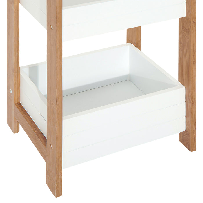 Bamboo 3-Tier Bathroom Rack - Narrow Space Storage Shelf Organizer for Shower Essentials - Ideal for Small Bathrooms and Tight Spaces