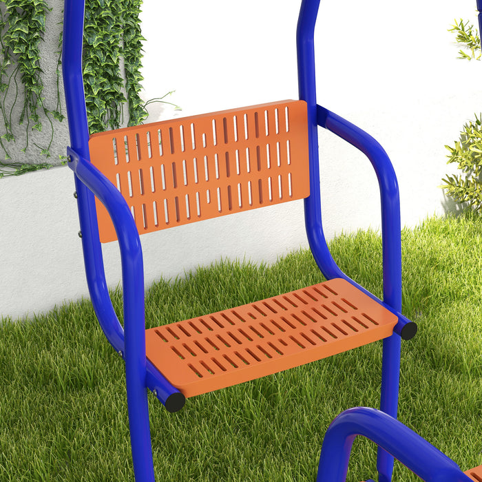 Metal Trio Playset - Swing, Glider, and Rocking Chair for Children in Vibrant Orange - Fun Outdoor Activities for Kids