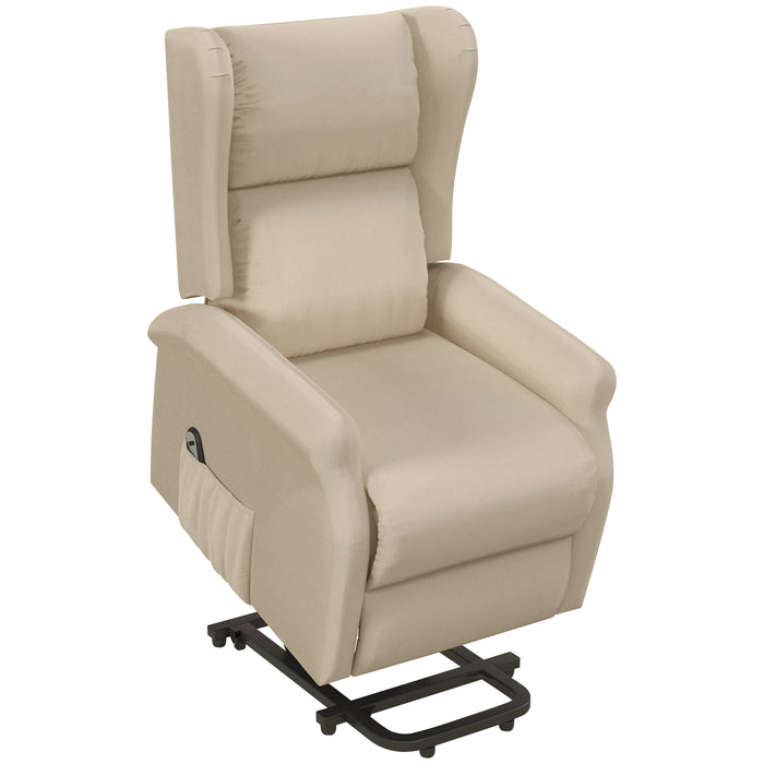 Fabric Electric Recliner Chair with Remote Control - Beige, Comfortable Armchair for Living Room - Ideal for Elderly, Easy Mobility & Relaxation