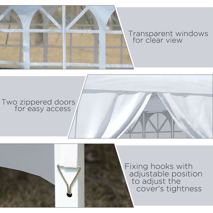 3x3m Pop-Up Gazebo Canopy - Wedding Party Tent Marquee with Windows & Carry Bag - Ideal for Outdoor Celebrations and Events