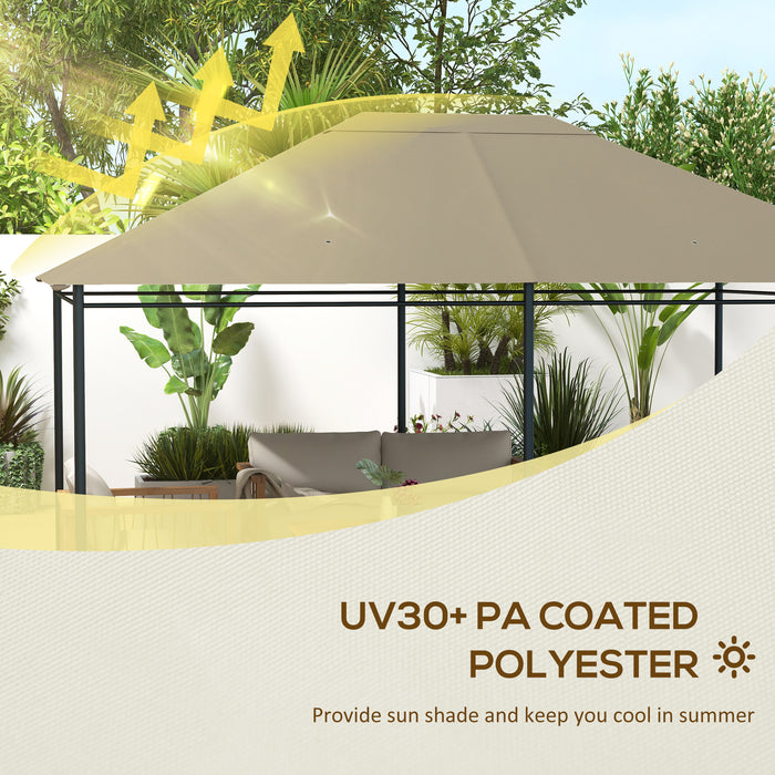 3 x 4m Gazebo Canopy Top Cover - Khaki Roof Replacement for Outdoor Shelter - Ideal for Garden Patio Enhancement