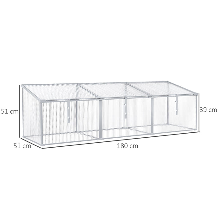 Outdoor Greenhouse - Polycarbonate Grow House for Flowers and Vegetables with Aluminium Frame - Raised Bed Garden Structure 180x51x51cm