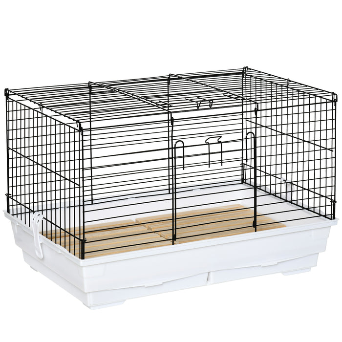 Indoor Bunny & Guinea Pig Hutch with Wooden Flooring - Easy-Clean Removable Tray Small Pet Enclosure - 61.5 x 38 x 40 cm Ideal for Small Animals