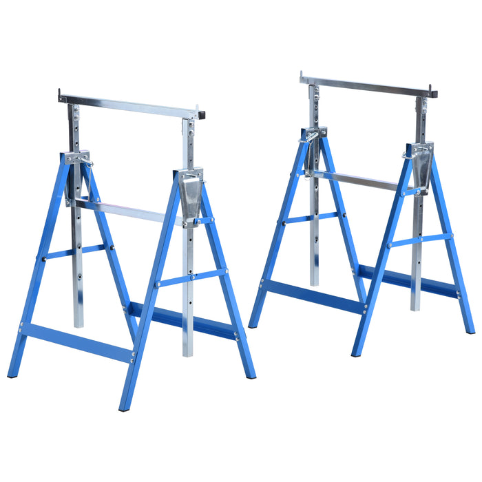 Adjustable Telescopic Builders Trestle Twin-Pack - DIY Steel Work Bench and Folding Sawhorse for Carpentry - Convenient Construction Tools for Contractors and Home Projects