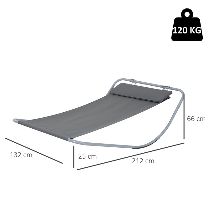 Rocking Hammock Bed in Grey - Single Sleeper Outdoor Furniture with Soothing Motion - Ideal for Patio Relaxation and Comfort