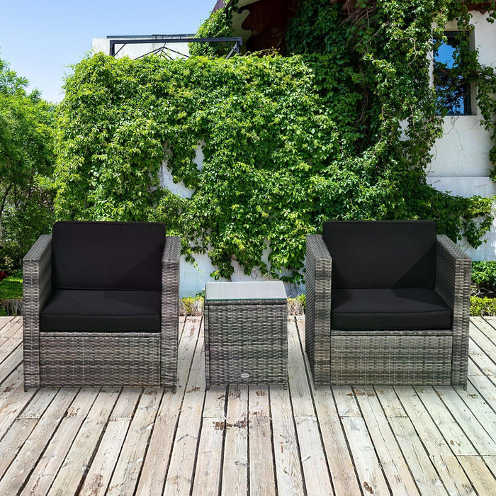 2 Seater Rattan Sofa Set with Cushions - Durable Steel-Framed Outdoor Garden Furniture - Ideal for Patio Comfort and Entertaining