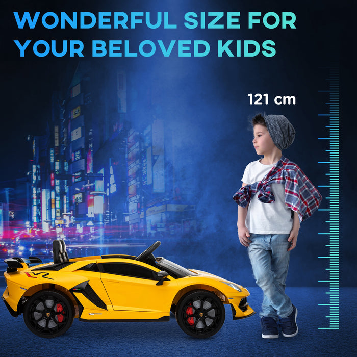 Lamborghini Aventador Ride On Car - 12V Battery-Powered Electric Sports Racing Toy for Kids with Parental Remote Control and Lights - Fun Driving Experience for Children