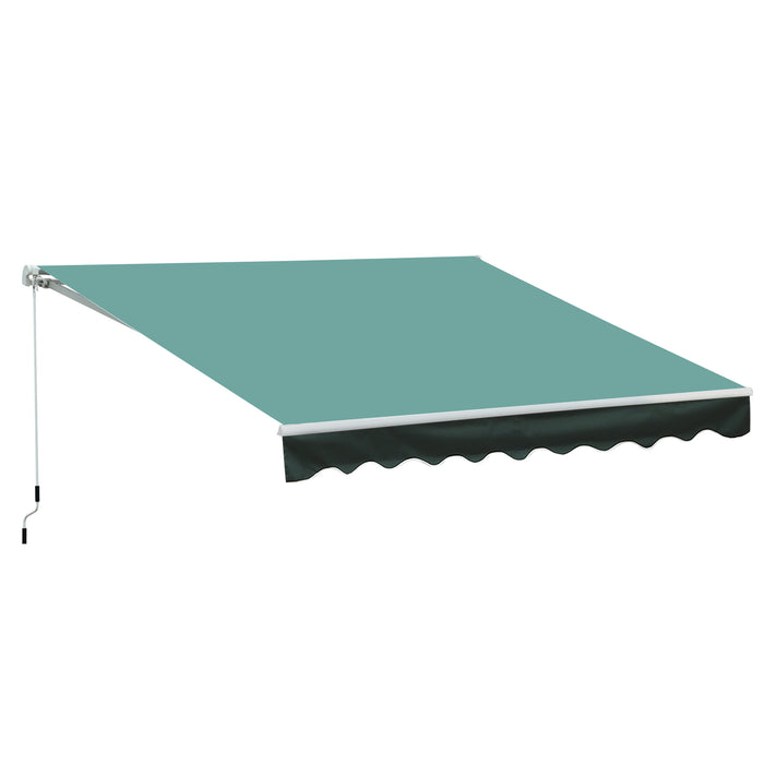 Manual Retractable Awning - 3x2.5m Dark Green Sun Shade Canopy for Garden and Patio - Outdoor Shelter and Protection