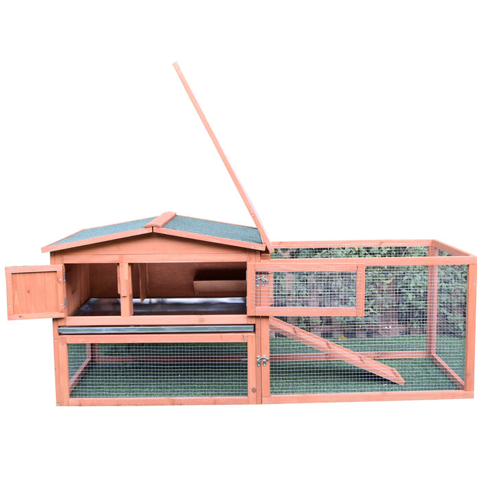 Deluxe Bunny Hutch - 2-Tier Wooden Rabbit Cage with Outdoor Run, Chicken Coop Extension - Spacious Pet Shelter for Garden or Backyard, 158x58x68cm