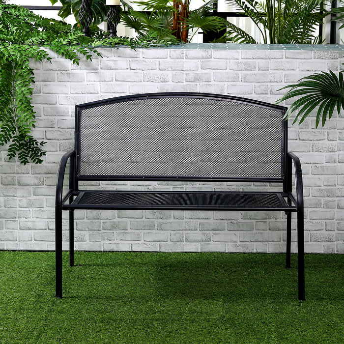 Outdoor Metal Loveseat - 2-Person Patio Bench in Grey - Ideal for Garden, Park, Porch, and Lawn Seating