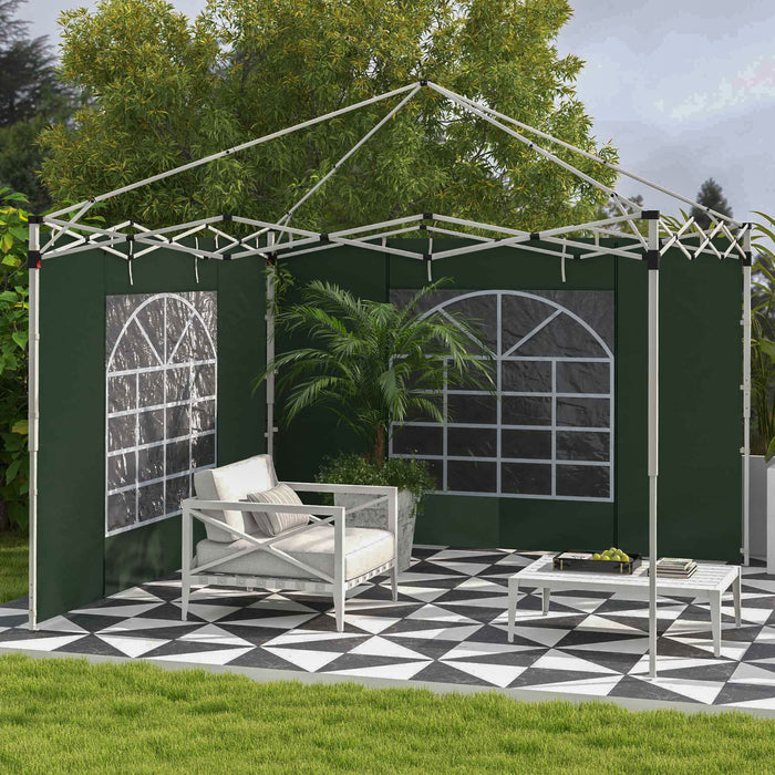 Gazebo Side Panel Replacements - 2-Pack with Windows and Doors for 3x3m or 3x6m Pop Up Gazebos - Ideal for Outdoor Shelter and Privacy, Green