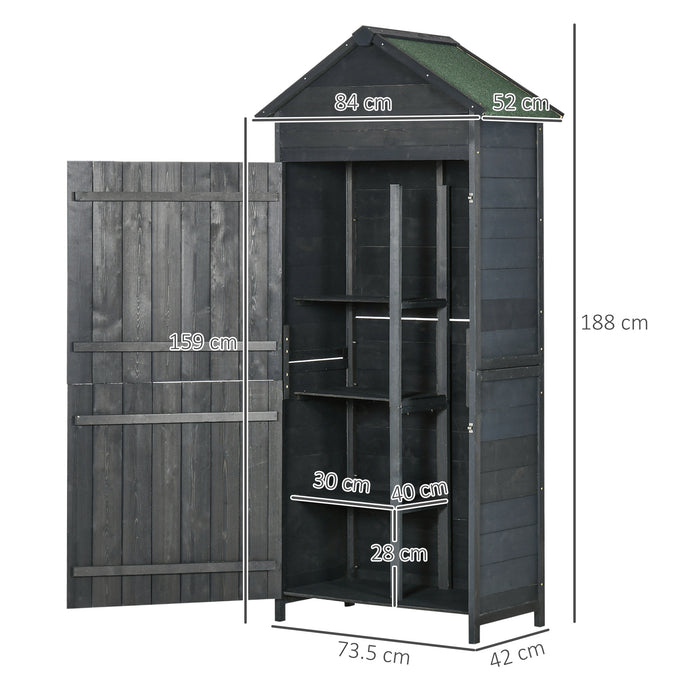 Outdoor Fir Wood Utility Storage Shed - Weather-Resistant Grey Garden Organizer - Ideal for Tools, Equipment, and Supplies