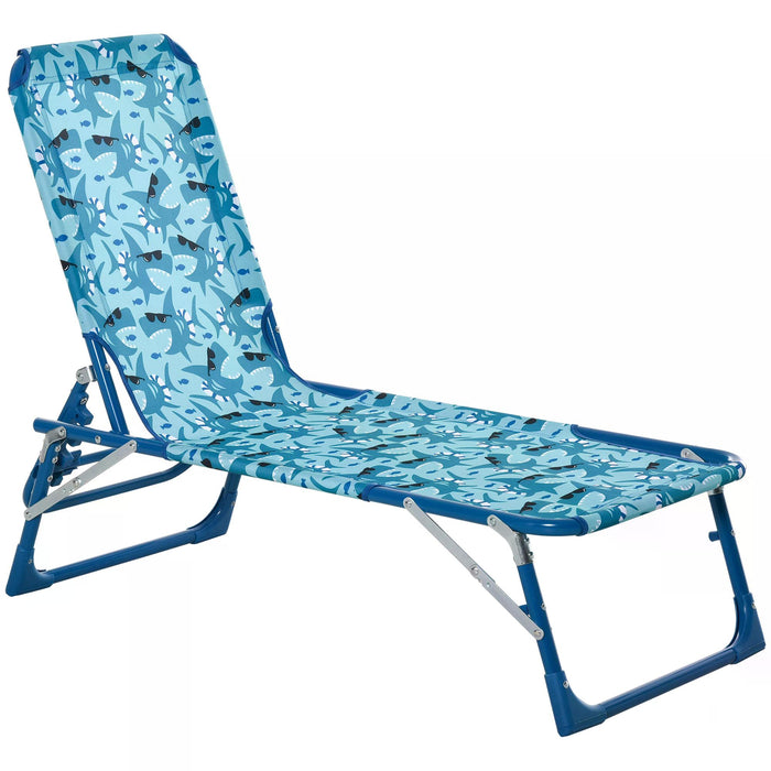 Kids' Foldable Lounge Chair - Recliner with Adjustable Backrest for Outdoor, Beach, Pool, Camping - Compact & Portable Design, 118x40x24cm, Vibrant Blue