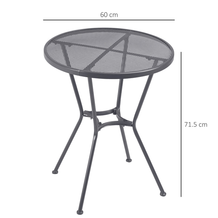 Metal Outdoor Bistro Table - 60cm Round Mesh Tabletop for Garden & Balcony - Ideal for Deck Entertainment & Dining, Dark Grey