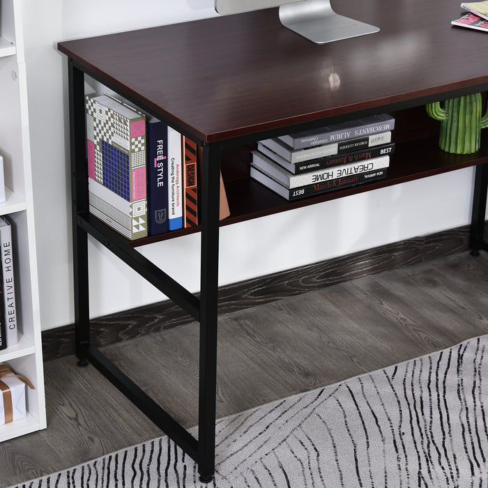 Adjustable Home Office Computer Desk - Study and Writing Workstation with Storage Shelf and Metal Frame - Ideal for Laptop Users with Space-Saving Needs