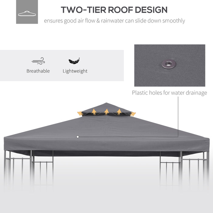 Gazebo Canopy Replacement Roof - 3x3m Deep Grey Top Cover, Weather-Resistant - Ideal for Outdoor Events and Garden Shade