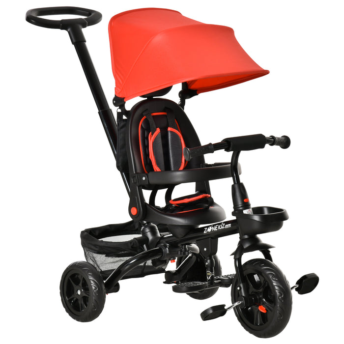 4-in-1 Convertible Tricycle for Toddlers - Foldable Pushchair Trike with Reversible Adjustable Seat, 3 Wheels - Versatile Outdoor Fun for 1-5 Year Olds, Red