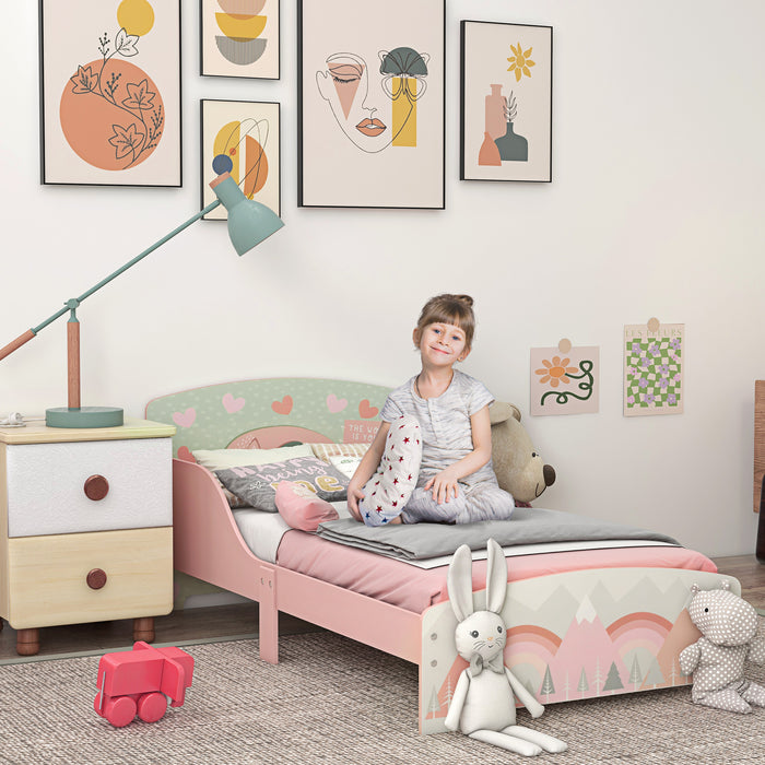 Kids Bedroom Furniture - Toddler Bed Frame Suitable for Ages 3-6 Years - Charming Pink Color for Young Children's Room