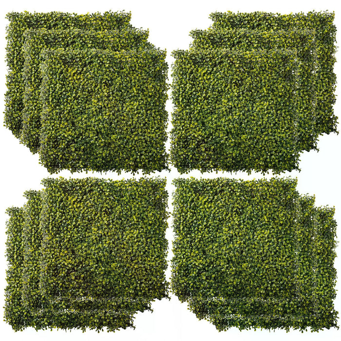 Artificial Milan Grass Wall Panels - 12 PCS Faux Hedge Greenery Screen, Encrypted 20x20 inch Wood Paneling - Ideal for Privacy, Wall Decor, and Backdrops