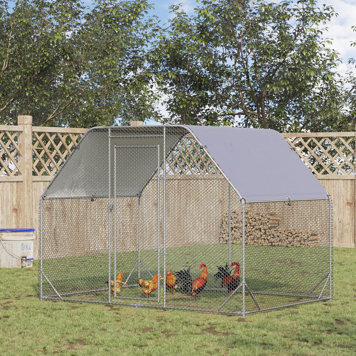 Walk In Chicken Coop with Roof - Spacious 280x190x195 cm Hen House & Duck Pen - Ideal for 4-6 Chickens Outdoor Comfort