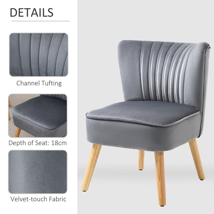 Fabric Upholstered Accent Chair - Contemporary Living Room Seat with Rubberwood Legs and Plush Cushioning, Grey - Elegant Comfort for Home or Office Spaces