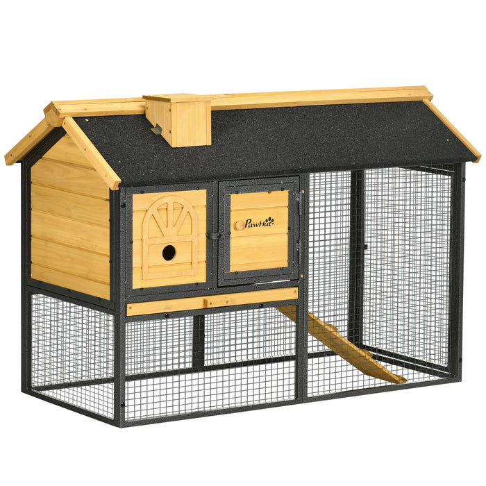 Outdoor Bunny Hutch with Spacious Run - Easy-Clean Removable Tray, Ramp Access, Durable Small Animal Shelter - Perfect for Pet Rabbits and Small Creatures