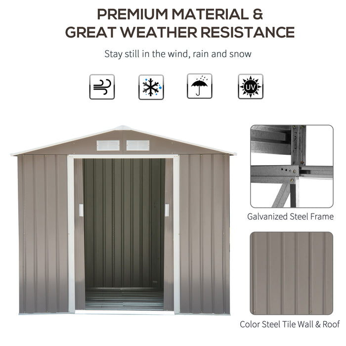 Lockable 7ft x 4ft Steel Garden Shed - Metal Storage with Air Vents, Apex Roof - Secure Outdoor Tool Organization Solution