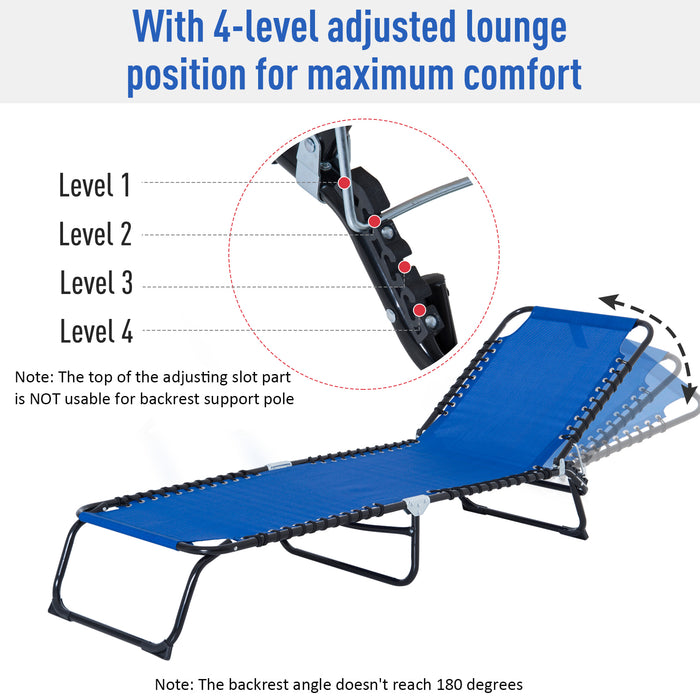 Folding Sun Lounger with 4-Position Adjustable Back - Beach Chaise Chair for Garden, Camping & Hiking - Ideal for Outdoor Relaxation and Sunbathing in Blue