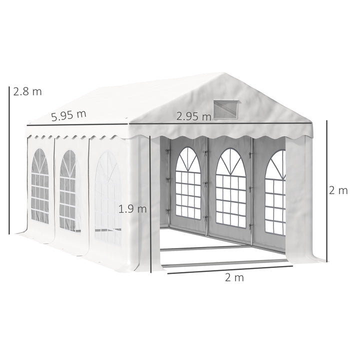 6x3m Party Gazebo with 4 Walls - Canopy Tent with Removable Sides and Windows - Ideal for Outdoor Gatherings and Events, White