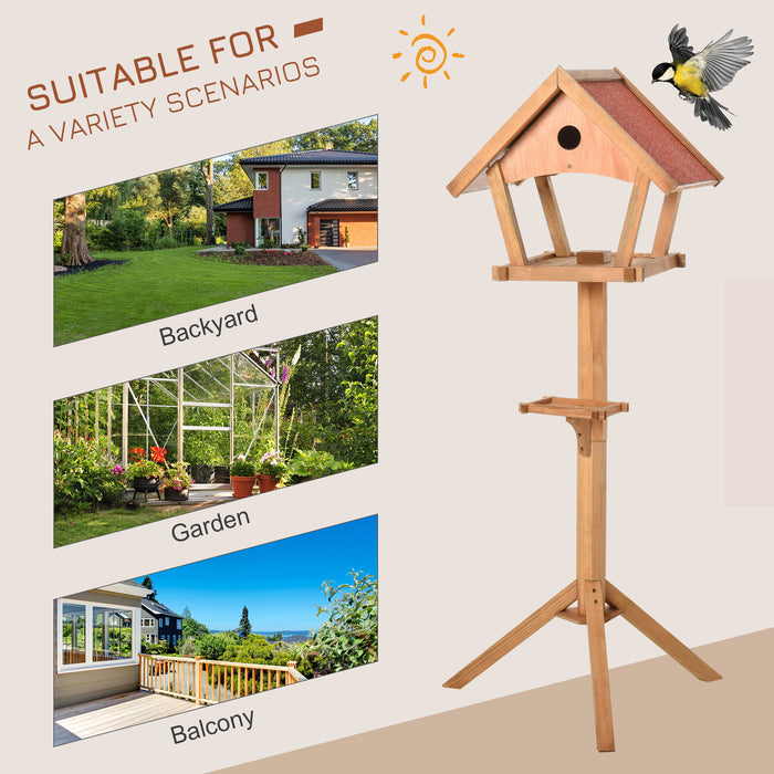 Freestanding Wooden Bird Feeder Table - Garden & Backyard Decor, Weather-Resistant Roof, Pre-cut 49x45x139cm - Perfect for Outdoor Bird Lovers and Nature Enthusiasts