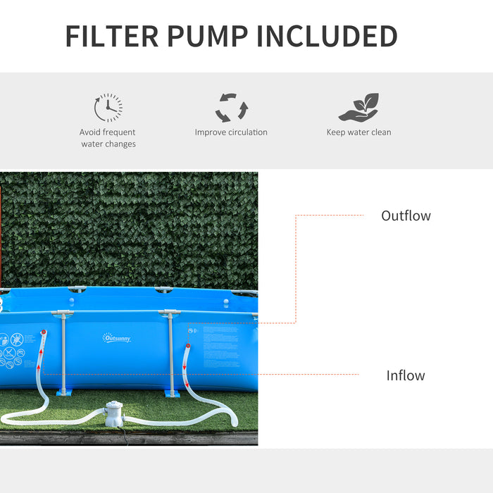 Outsunny Above Ground Pool - Rust-Resistant Frame Pool with Filter Pump & Reinforced Sidewalls - Family-Sized Outdoor Swimming Pool, Blue 315x225x75cm