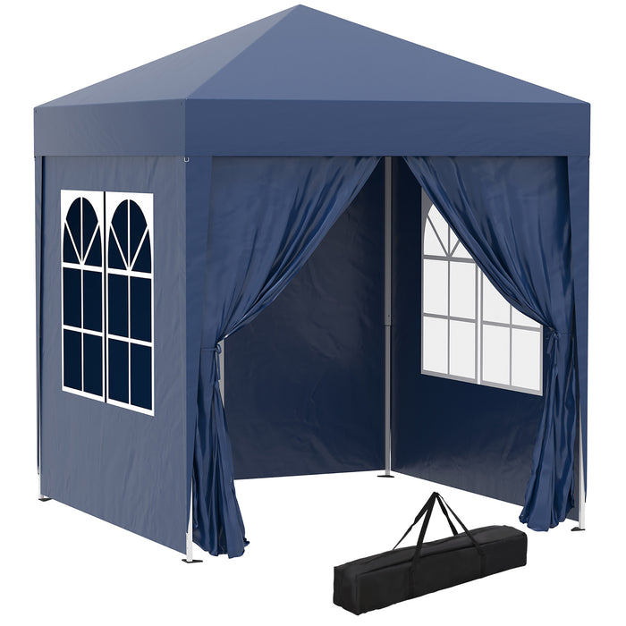 Deluxe 2x2m Pop-Up Garden Gazebo - Marquee Party Tent with Removable Walls and Windows, Wedding Canopy - Includes Free Carrying Case, Outdoor Events & Celebrations Shelter, Blue