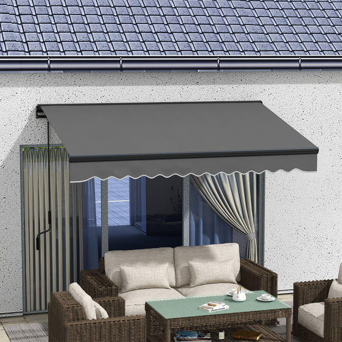 Aluminium Frame Electric Awning 3x2m - Retractable Sun Canopy for Patio and Window, Dark Grey - Outdoor Shade Solution for Homeowners