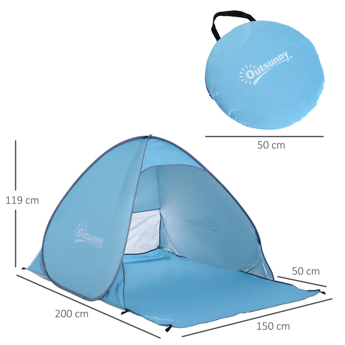 Pop-Up Beach Tent for 2-3 People - UV 30+ Protection Portable Sun Shelter for Hiking and Patio - Easy Setup Outdoor Haven for Families & Beachgoers (Blue)