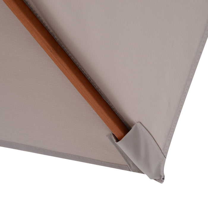 Extra Large Grey Patio Sun Umbrella - 2m x 1.5m Canopy, Fir Wooden Pole, 6 Ribs, Tilt Mechanism - Ideal for Garden, Backyard Shade & Outdoor Comfort