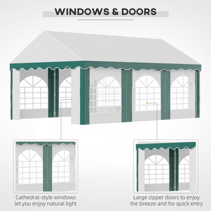 Deluxe 6x4m Garden Gazebo Marquee - Galvanised Party Tent with Sides, Six Windows, Double Doors - Ideal for Weddings, Parties, and Outdoor Events