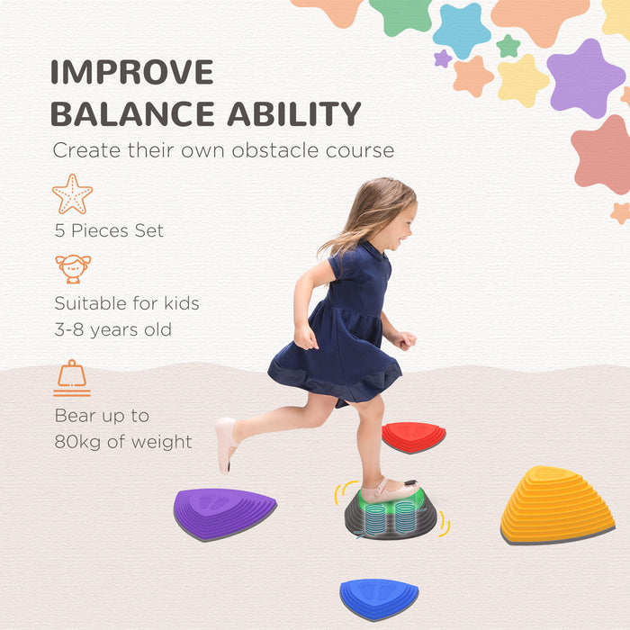 Kids Balance River Stones - 5-Piece Stepping Stone Set for Sensory Play and Obstacle Courses - Indoor & Outdoor Stackable, Non-Slip Training Equipment for Children