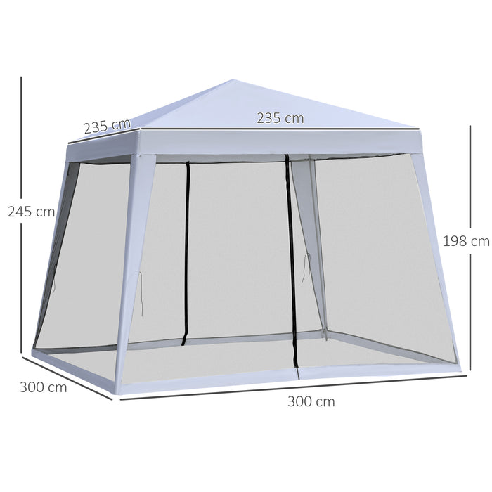 Outdoor Garden Gazebo Canopy Tent, 3x3m - Sun Shade Event Shelter with Mesh Screen Side Walls, Grey - Perfect for Parties and Outdoor Gatherings