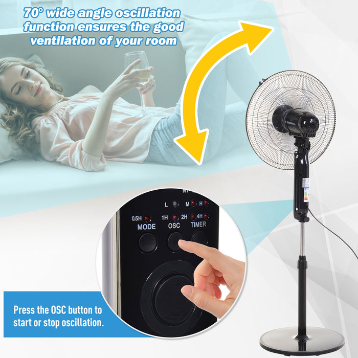 Cool Breeze Oscillating Floor Fan - Remote Controlled, Adjustable Height & Speed Modes, 7.5-Hr Timer - Indoor Air Cooling and Refreshing Solution