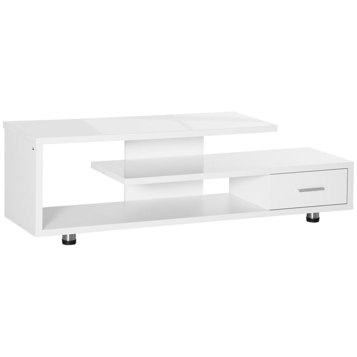 Modern High Gloss TV Stand - Storage Shelf and Drawer, Up to 45" Screen Compatibility - Stylish Entertainment Center for Living Room and Bedroom