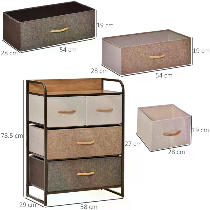 4-Drawer Fabric Dresser - Bedroom and Hallway Storage Organizer Tower with Sturdy Steel Frame and Wood Top - Ideal for Clothing and Linen Organization