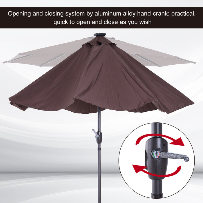 Solar LED Umbrella Parasol - 24 Brown/Coffee Lights for Outdoor Ambiance - Ideal for Patio, Backyard Nighttime Events